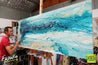 Malted Southern Depths Ocean 200cm x 80cm Turquoise White Textured Abstract Painting (SOLD)-Abstract-Franko-[franko_artist]-[Art]-[interior_design]-Franklin Art Studio