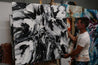 Marbled 120cm x 120cm Black White Textured Abstract Painting (SOLD)-Abstract-Franko-[franko_artist]-[Art]-[interior_design]-Franklin Art Studio