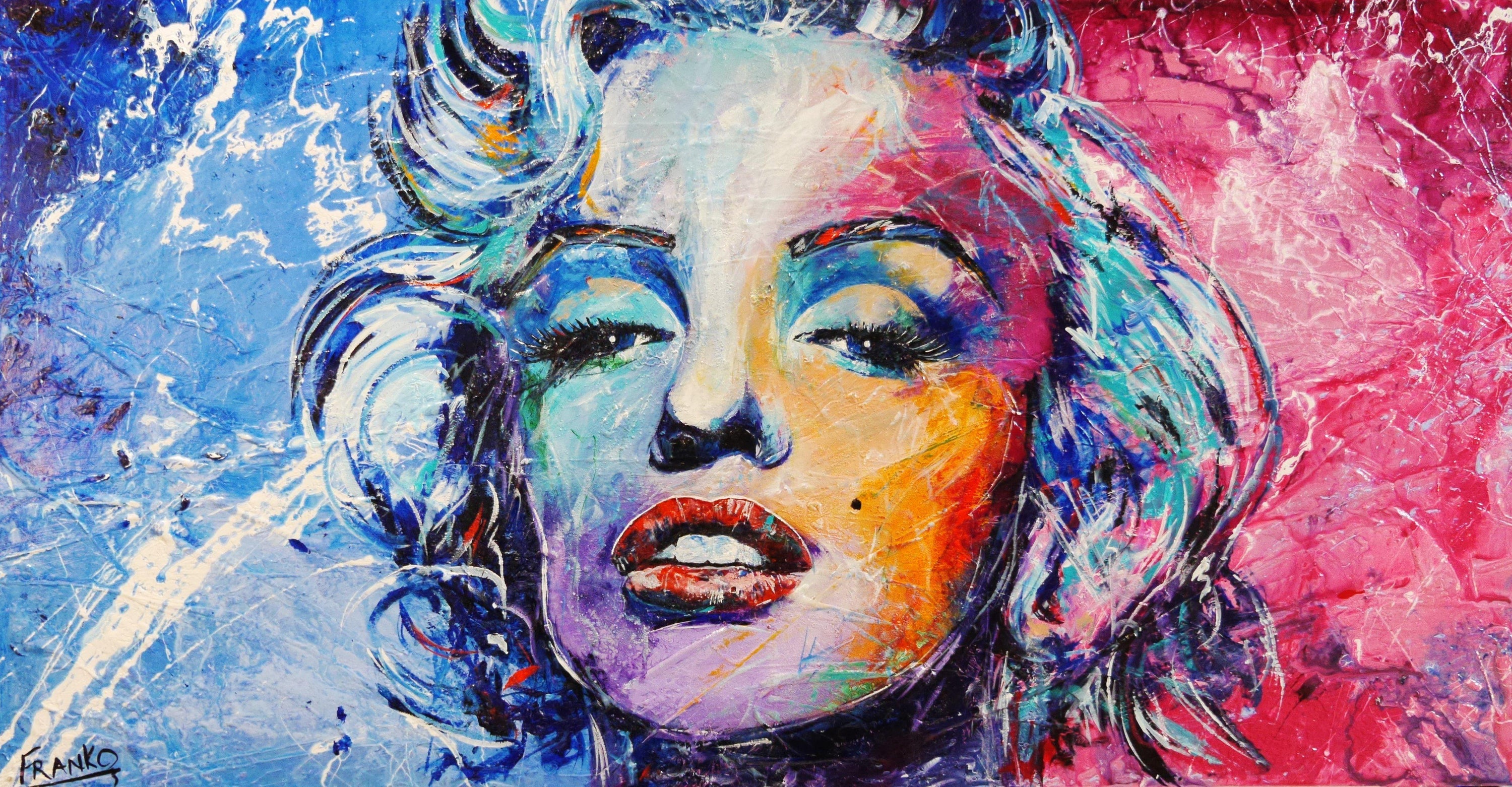 Marilyn Blue 190cm x 100cm Marilyn Monroe Painting (SOLD)-abstract realism-[Franko ]-[Gallery]-[popular]-[Australia]-Franklin Art Studio