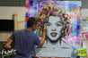 Marilyn Ms M 120cm x 120cm Marilyn Monroe Grunge base Urban Pop Painting (SOLD)-abstract realism-[Franko Artist]-[Gold Coast]-[Brisbane]-[Huge]-Franklin Art Studio
