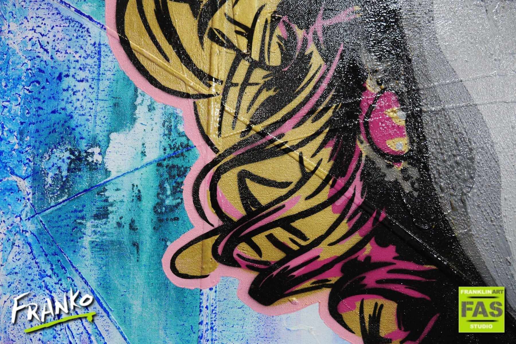 Marilyn Ms M 120cm x 120cm Marilyn Monroe Grunge base Urban Pop Painting (SOLD)-abstract realism-[Franko]-[Artist]-[Australia]-[Painting]-Franklin Art Studio