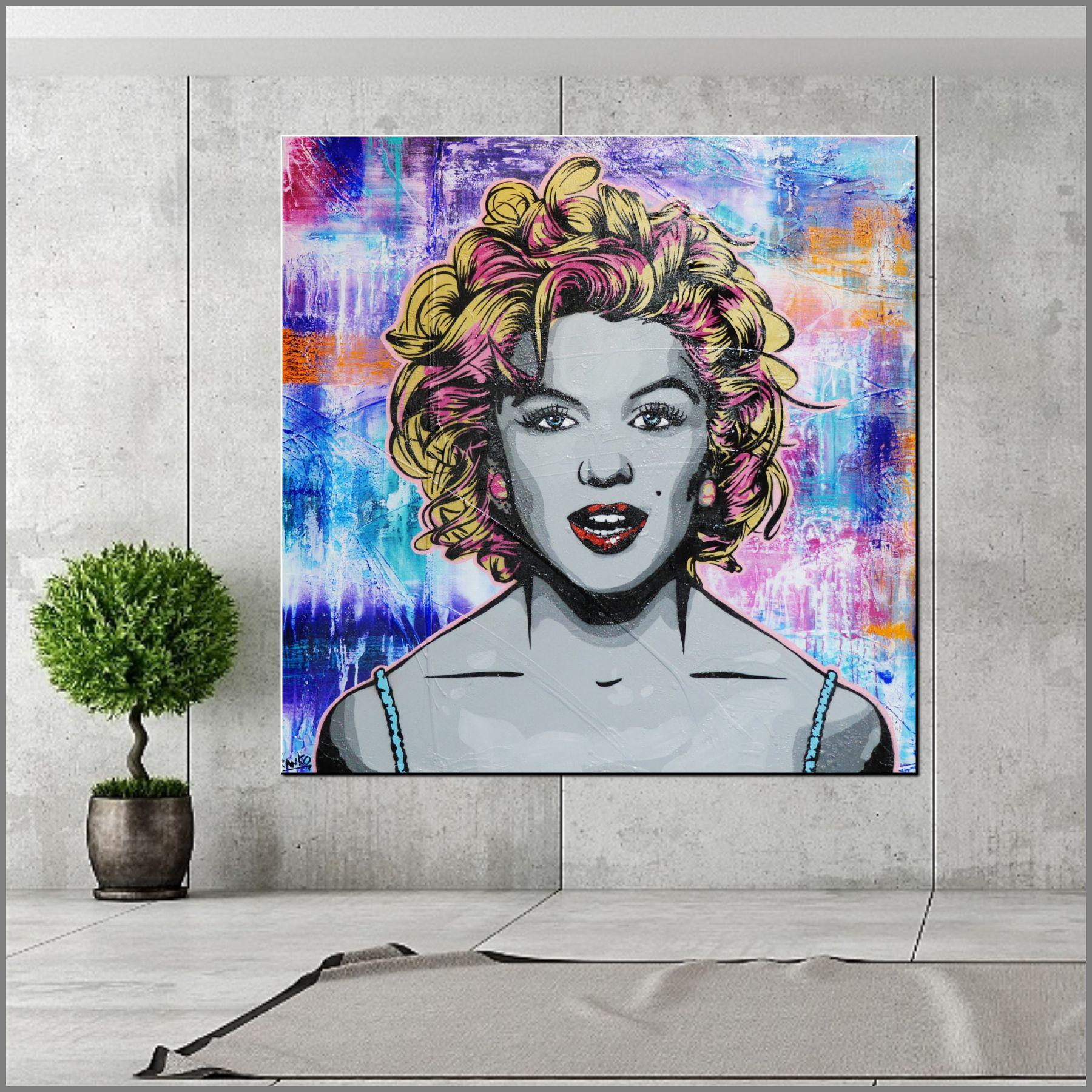 Marilyn Ms M 120cm x 120cm Marilyn Monroe Grunge base Urban Pop Painting (SOLD)-abstract realism-Franko-[Franko]-[huge_art]-[Australia]-Franklin Art Studio