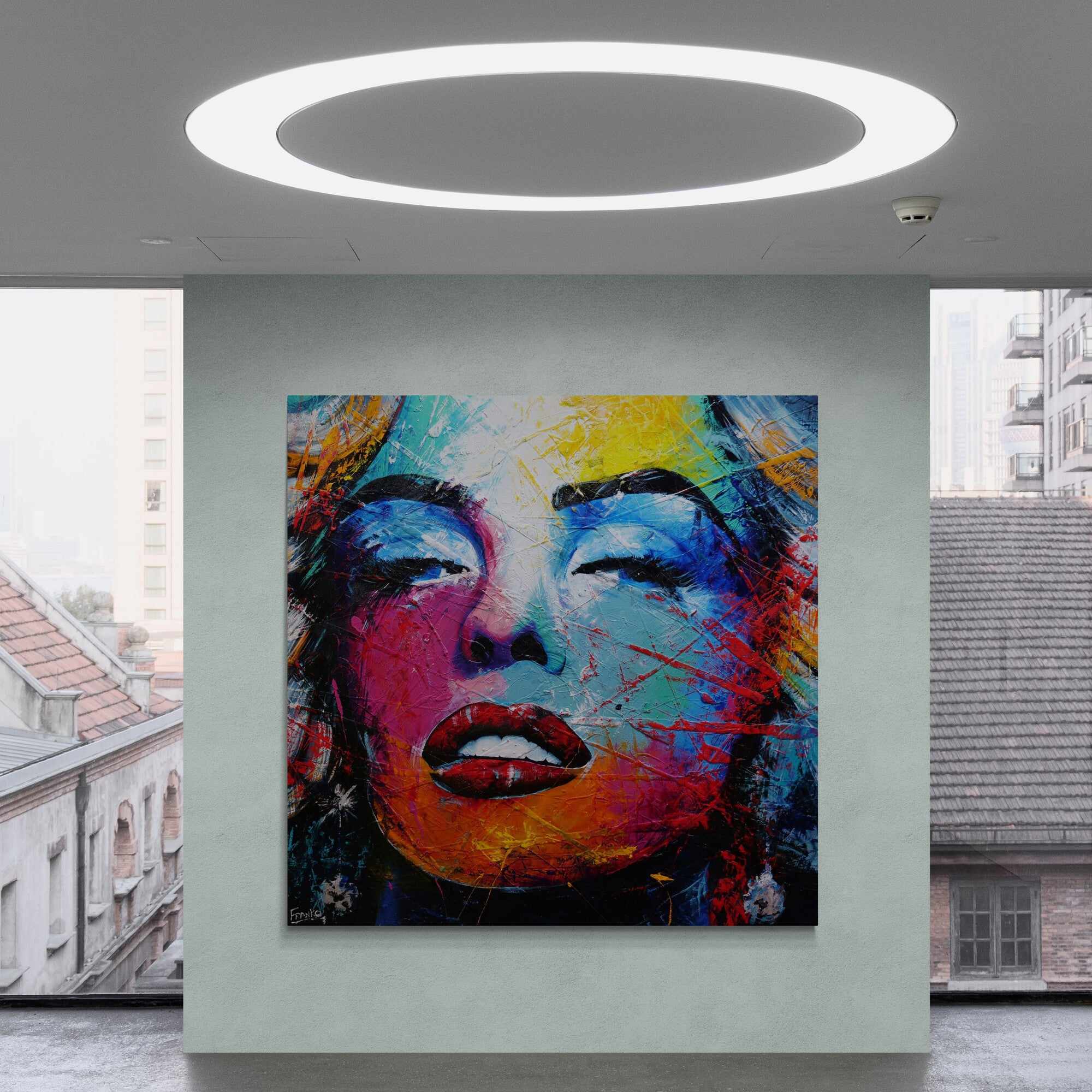 Marilyn Nectar 150cm x 150cm Marilyn Monroe Abstract Realism Textured Painting (SOLD)-people-[Franko_Artist]-[Australian_artist]-[Gold_Coast]-[Brisbane]-[modern]-[contemporary]-[original]-[Large_artwork]-[The_Block]-[Dream_Homes]-[ideas]-[Grand_Designs]-[Art_Lover]-Franklin Art Studio