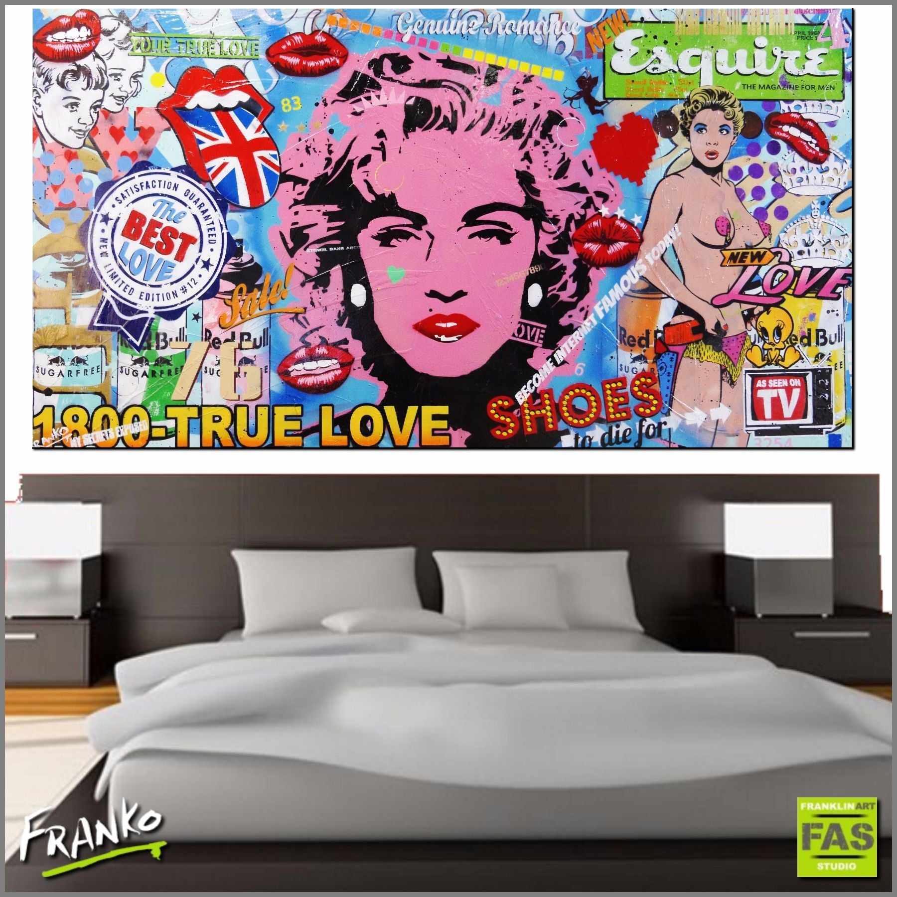 Material Girl 190cm x 100cm Madonna Pop Art Painting (SOLD)-urban pop-Franko-[huge]-[Australian]-[best Selling]-Franklin Art Studio