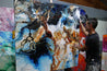 Melted Rust 150cm x 150cm Rust, Black, Blue Textured Abstract Painting (SOLD)-Abstract-Franko-[franko_artist]-[Art]-[interior_design]-Franklin Art Studio