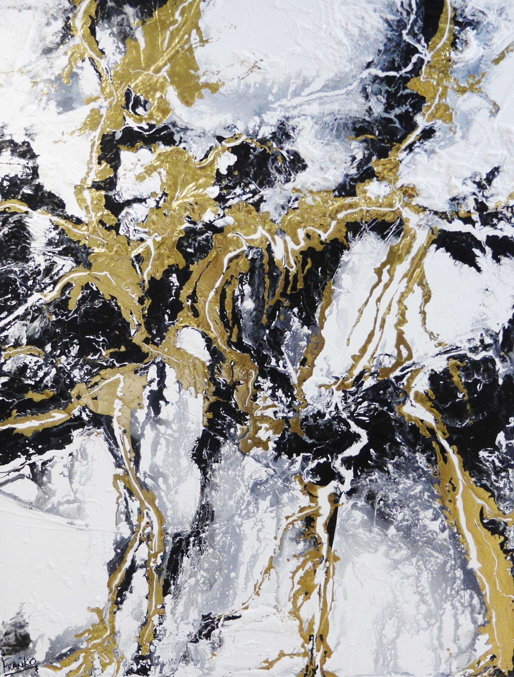 Metallic Gold Infusion 140cm x 180cm Metallic Gold White Abstract Painting (SOLD)-abstract-Franko-[Franko]-[Australia_Art]-[Art_Lovers_Australia]-Franklin Art Studio
