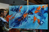 Midday Sunrise 160cm x 100cm Blue Orange Textured Abstract Painting (SOLD)-Abstract-Franko-[franko_artist]-[Art]-[interior_design]-Franklin Art Studio