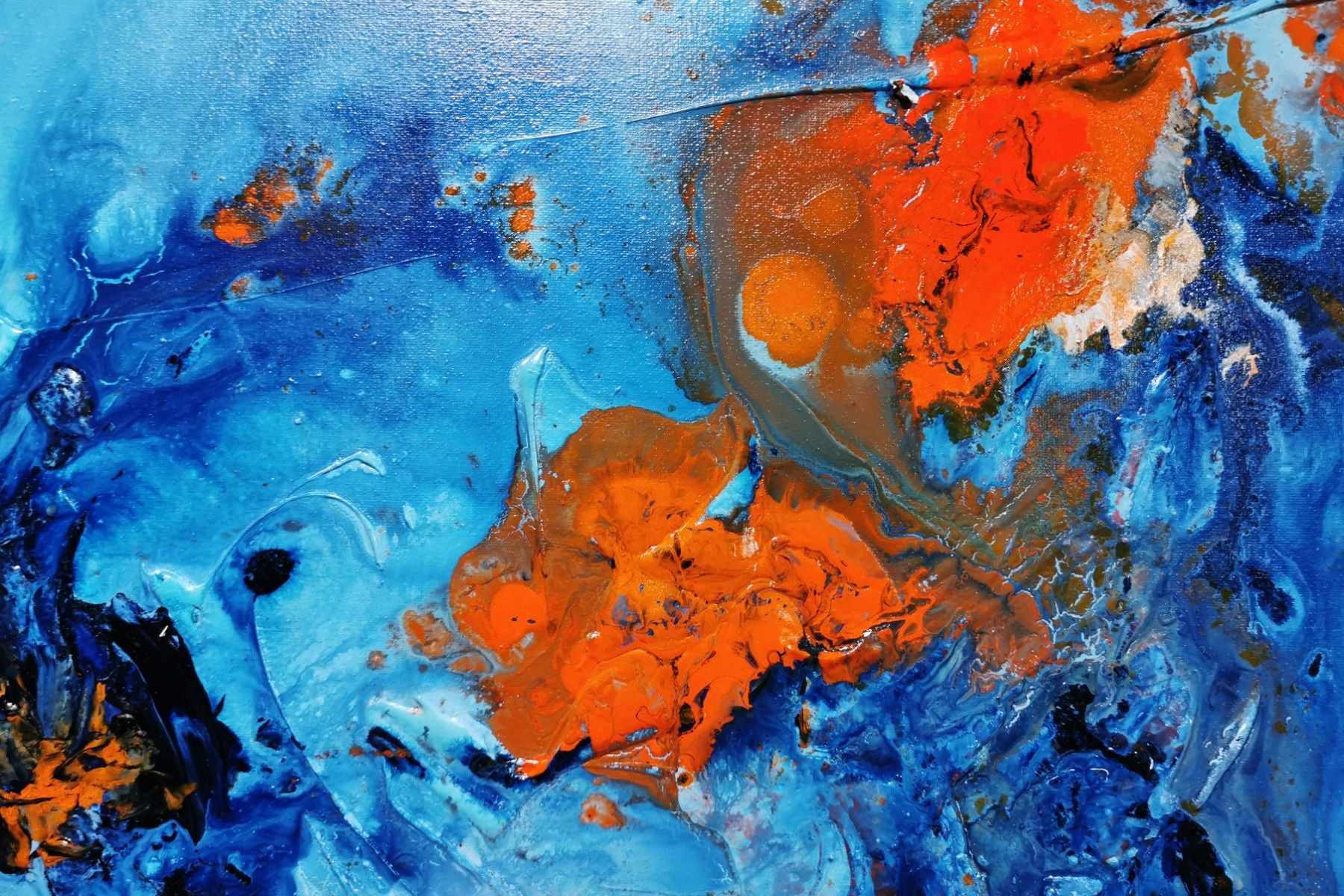 Midday Sunrise 160cm x 100cm Blue Orange Textured Abstract Painting (SOLD)