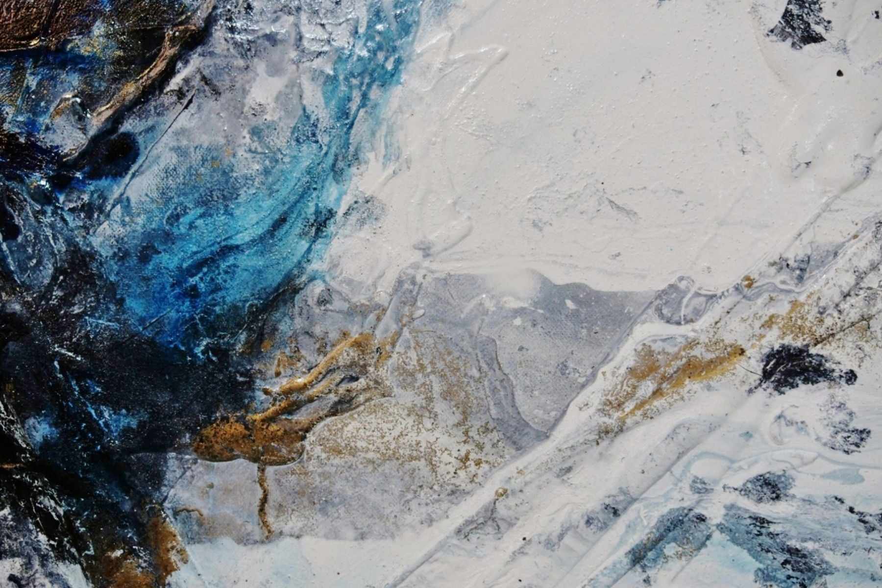 Midnight Atmosphere 190cm x 100cm Black White Blue Textured Abstract Painting (SOLD)