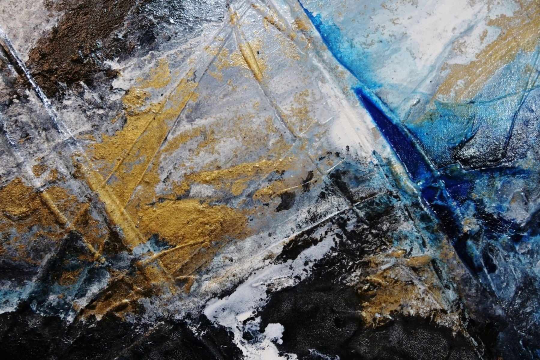 Midnight Atmosphere 190cm x 100cm Black White Blue Textured Abstract Painting (SOLD)-Abstract-[Franko]-[Artist]-[Australia]-[Painting]-Franklin Art Studio