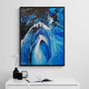 Midnight Blu 75cm x 100cm Blue White Textured Abstract Painting (SOLD)-Abstract-[Franko]-[Artist]-[Australia]-[Painting]-Franklin Art Studio