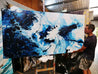 Midnight Candy 240cm x 120cm White Blue Textured Abstract Painting (SOLD)-Abstract-[Franko Artist]-[Cheryl]-[Wendy]-[Gabriela]-Franklin Art Studio