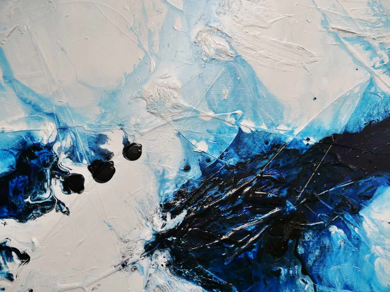 Midnight Candy 240cm x 120cm White Blue Textured Abstract Painting (SOLD)