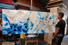 Midnight Casbah 240cm x 100cm Malt Blue Textured Abstract Painting-Abstract-Franko-[franko_artist]-[Art]-[interior_design]-Franklin Art Studio
