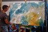 Midnight Denim 160cm x 100cm Denim Blue Rust Malt White Textured Abstract Painting (SOLD)-Abstract-Franko-[franko_artist]-[Art]-[interior_design]-Franklin Art Studio