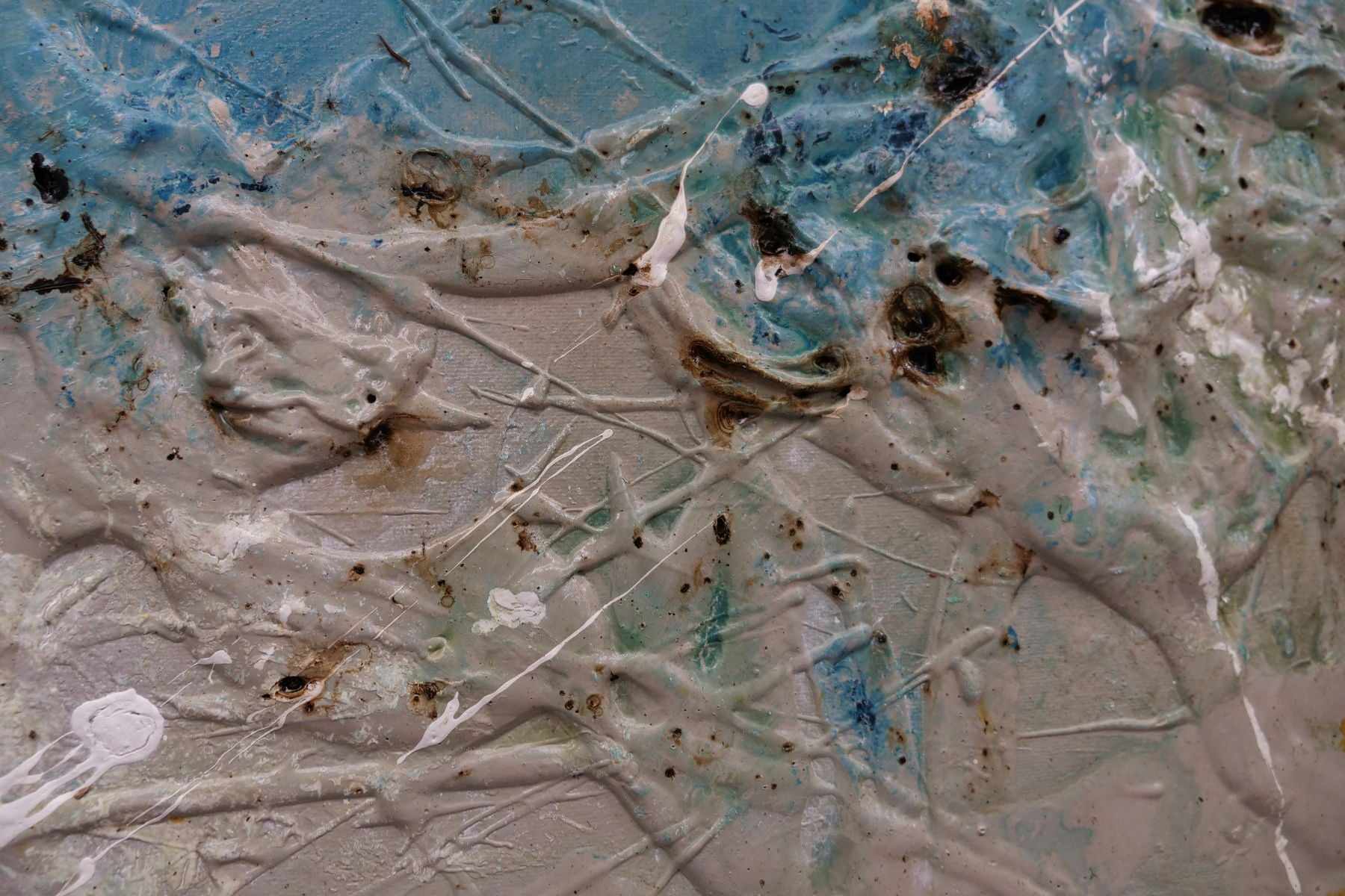 Midnight Denim 160cm x 100cm Denim Blue Rust Malt White Textured Abstract Painting (SOLD)