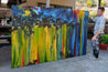 Midnight Falls 280cm x 170cm Blue Yellow Textured Abstract Painting (SOLD)-Abstract-[Franko Artist]-[The Block]-[Dream Homes]-[ideas]-Franklin Art Studio