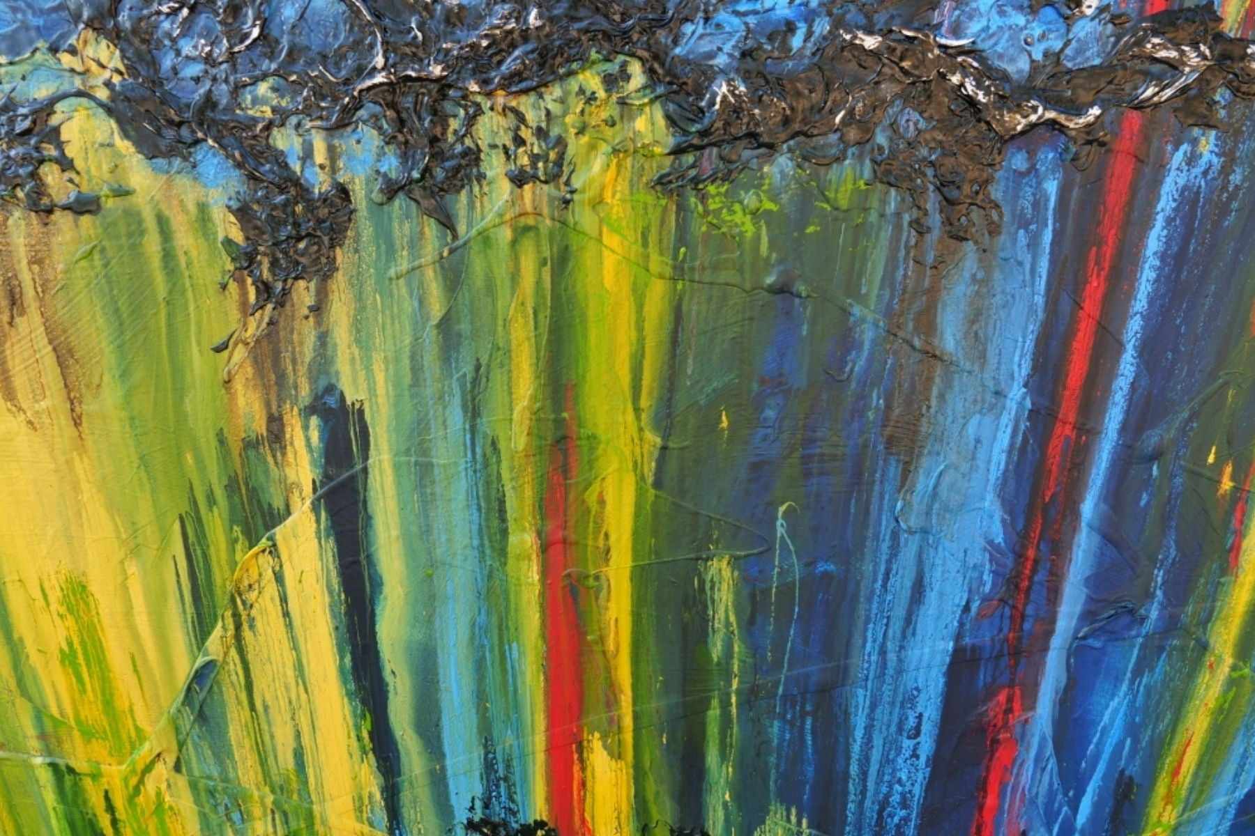 Midnight Falls 280cm x 170cm Blue Yellow Textured Abstract Painting (SOLD)