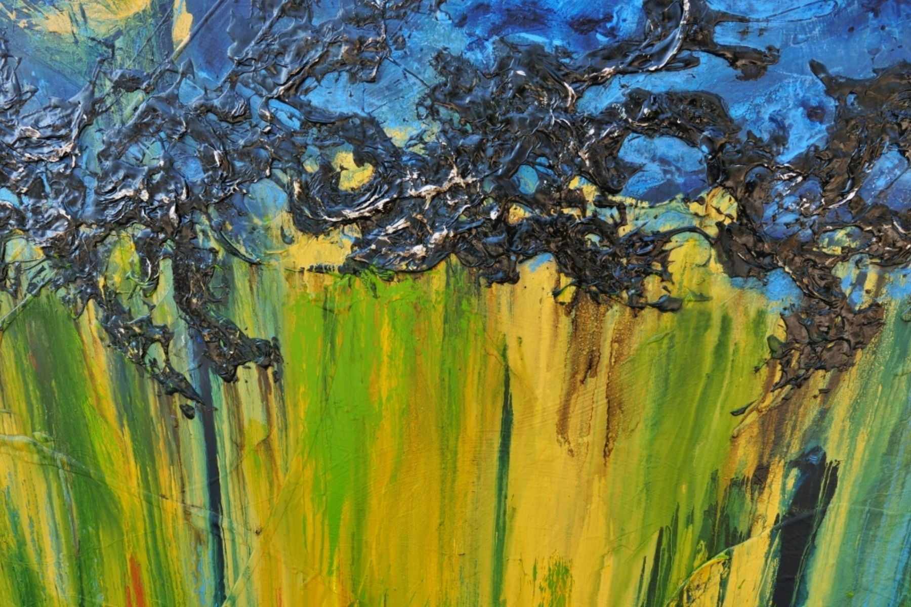 Midnight Falls 280cm x 170cm Blue Yellow Textured Abstract Painting (SOLD)-Abstract-[Franko]-[Artist]-[Australia]-[Painting]-Franklin Art Studio