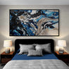 Midnight Flow 190cm x 100cm Black Blue Grey Textured Abstract Painting (SOLD)-Abstract-[Franko Artist]-[Gold Coast]-[Brisbane]-[Huge]-Franklin Art Studio