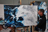 Midnight Genie 160cm x 100cm Blue Grey Textured Abstract Painting (SOLD)-Abstract-Franko-[franko_artist]-[Art]-[interior_design]-Franklin Art Studio