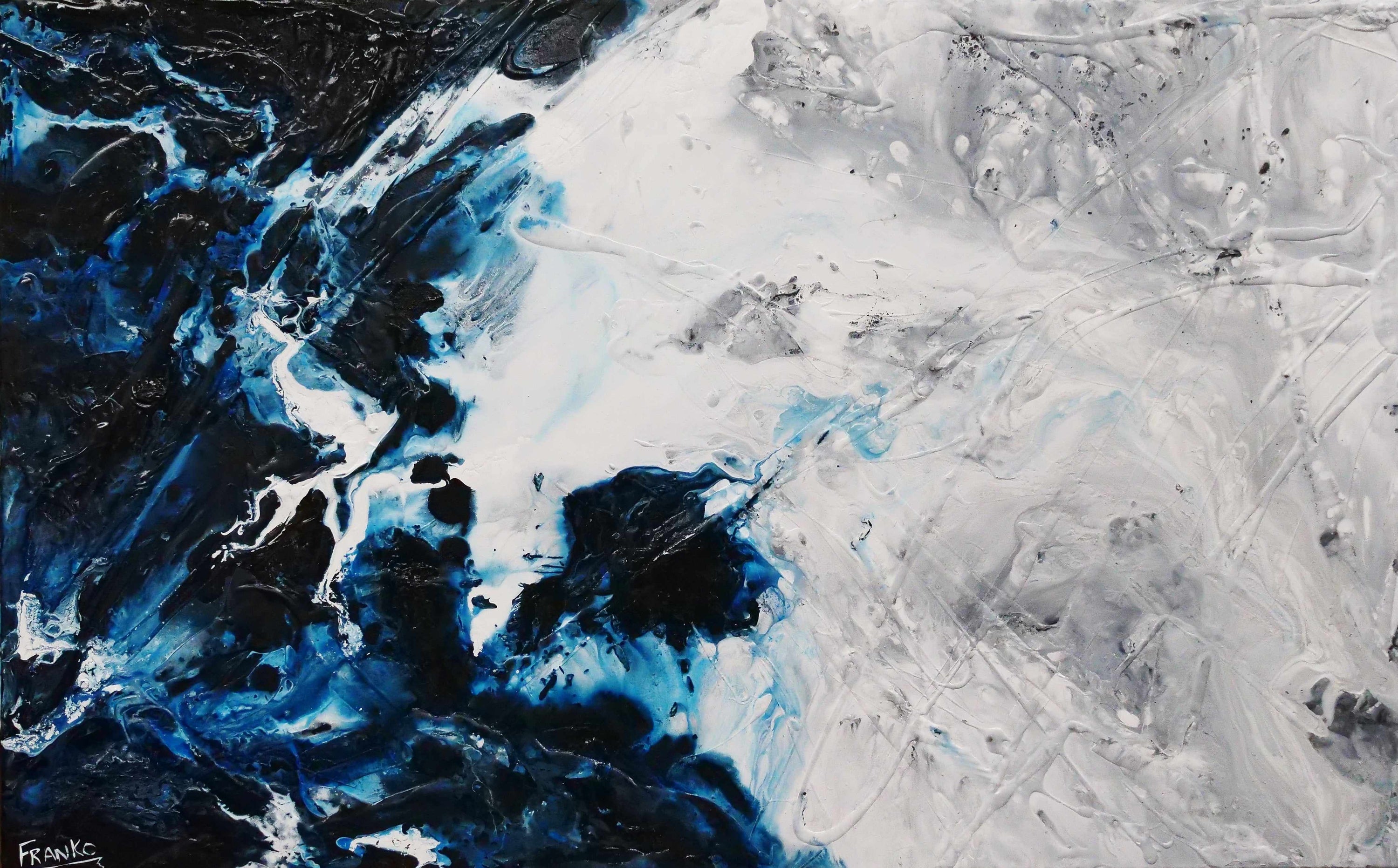 Midnight Genie 160cm x 100cm Blue Grey Textured Abstract Painting (SOLD)-Abstract-[Franko ]-[Gallery]-[popular]-[Australia]-Franklin Art Studio