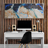 Midnight Hour 160cm x 60cm Blue Cream Textured Abstract Painting (SOLD)-Abstract-[Franko]-[Australian]-[Popular]-[Best Selling]-Franklin Art Studio