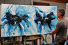 Midnight Ice 190cm x 100cm Blue White Textured Abstract Painting-Abstract-[Franko]-[Australian]-[Popular]-[Best Selling]-Franklin Art Studio