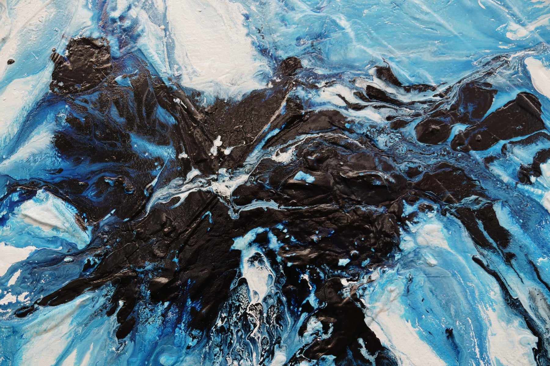 Midnight Ice 190cm x 100cm Blue White Textured Abstract Painting