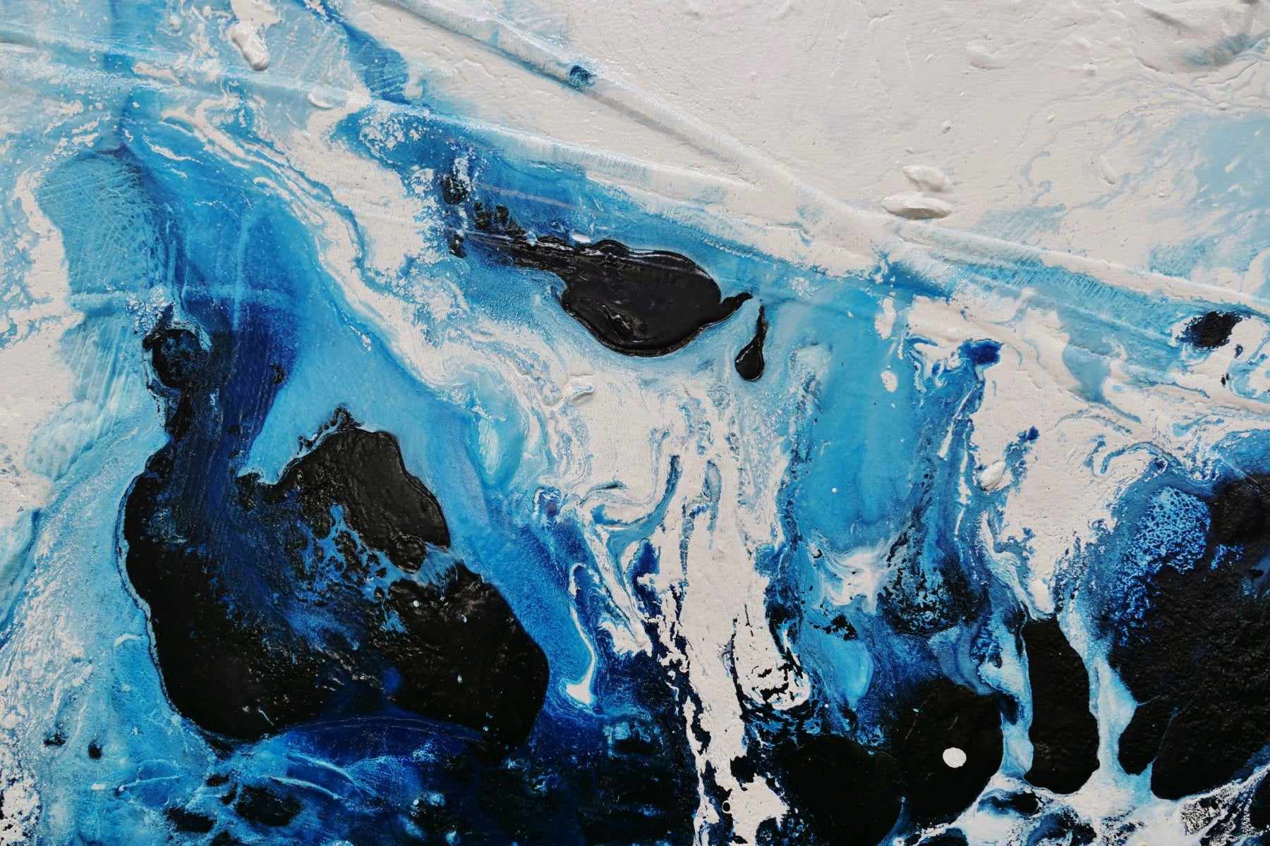 Midnight Ice 190cm x 100cm Blue White Textured Abstract Painting (SOLD)