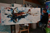 Midnight Oxide 240cm x 100cm Blue Rust Textured Abstract Painting (SOLD)-Abstract-Franko-[franko_art]-[beautiful_Art]-[The_Block]-Franklin Art Studio