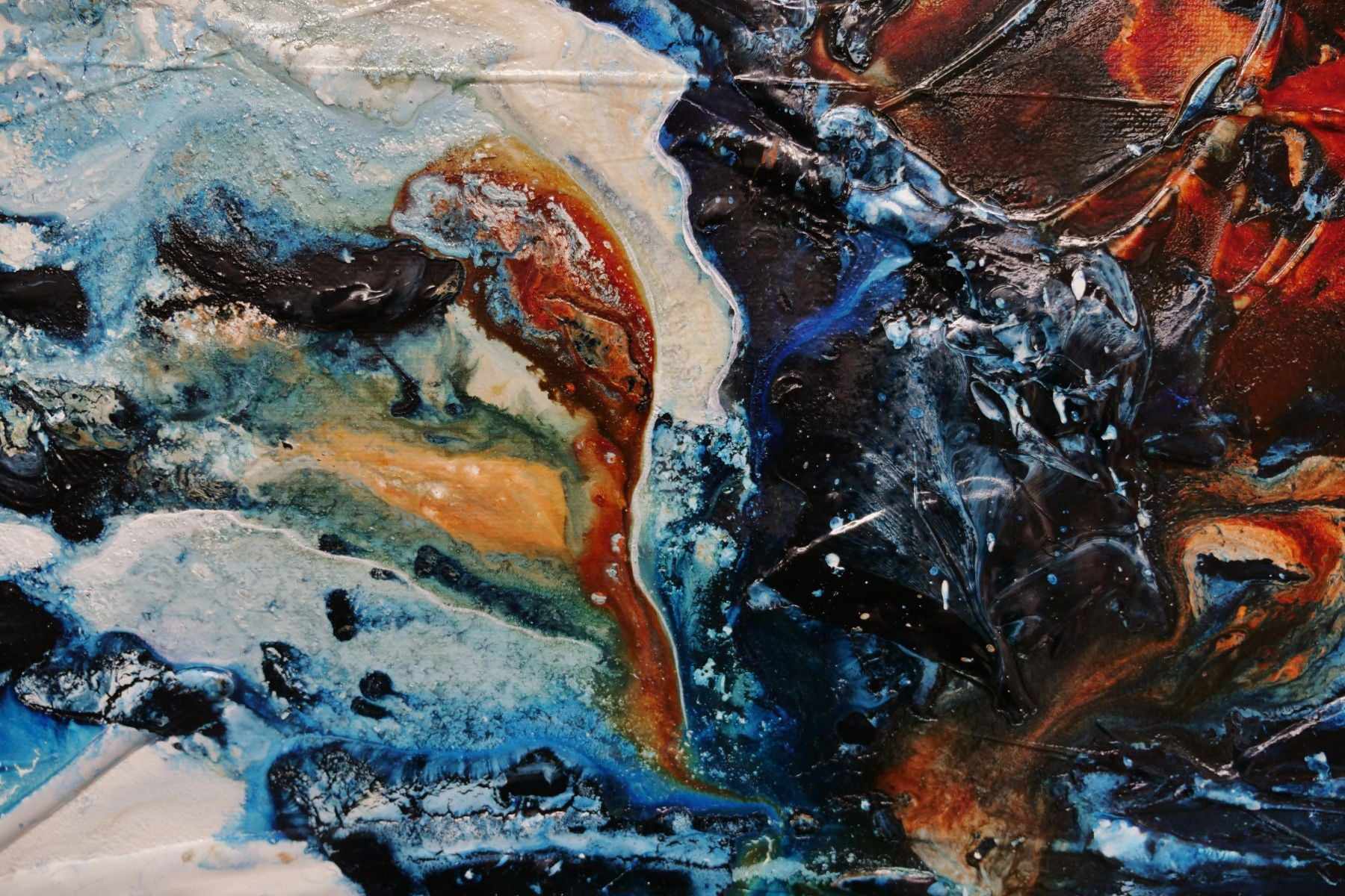 Midnight Oxide 240cm x 100cm Blue Rust Textured Abstract Painting (SOLD)