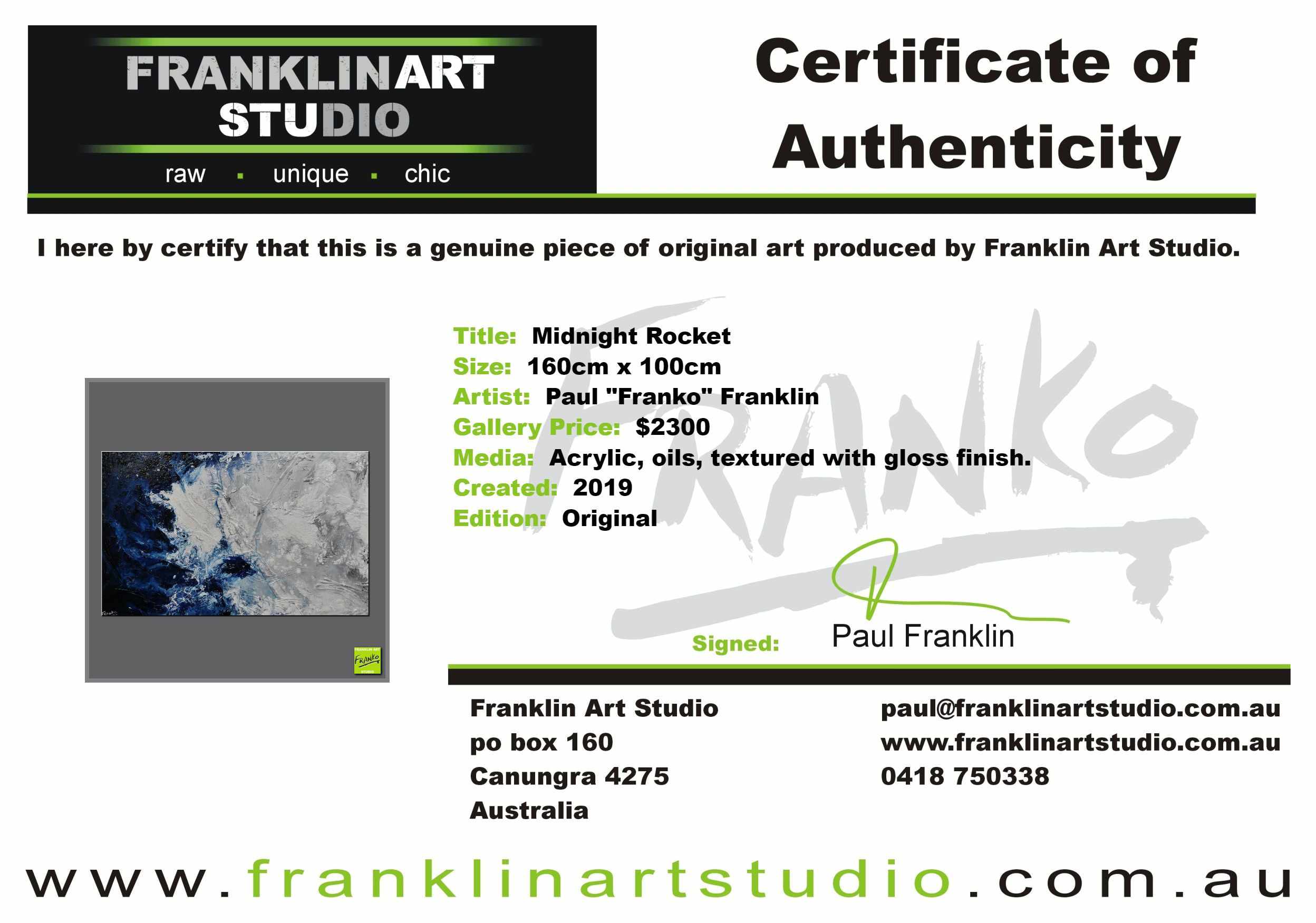 Midnight Rocket 160cm x 100cm Grey Blue Textured Abstract Painting (SOLD)-Abstract-Franko-[franko_art]-[beautiful_Art]-[The_Block]-Franklin Art Studio