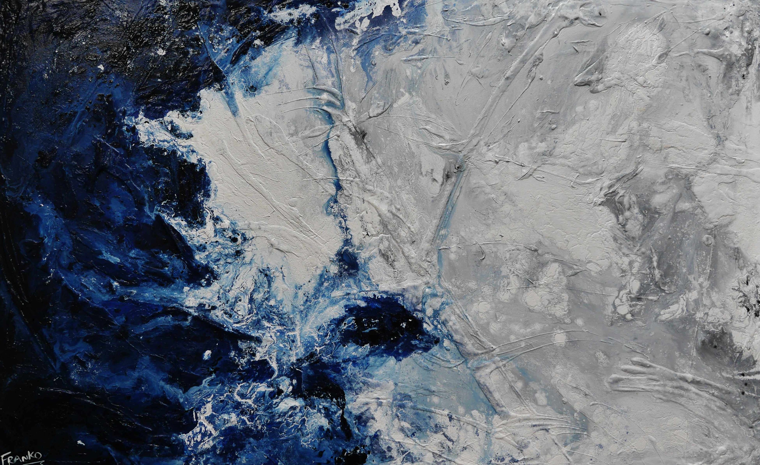 Midnight Rocket 160cm x 100cm Grey Blue Textured Abstract Painting (SOLD)-Abstract-Franko-[Franko]-[Australia_Art]-[Art_Lovers_Australia]-Franklin Art Studio