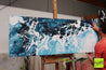 Midnight Rush 160cm x 60cm Blue White Textured Abstract Painting (SOLD)-Abstract-Franko-[franko_artist]-[Art]-[interior_design]-Franklin Art Studio