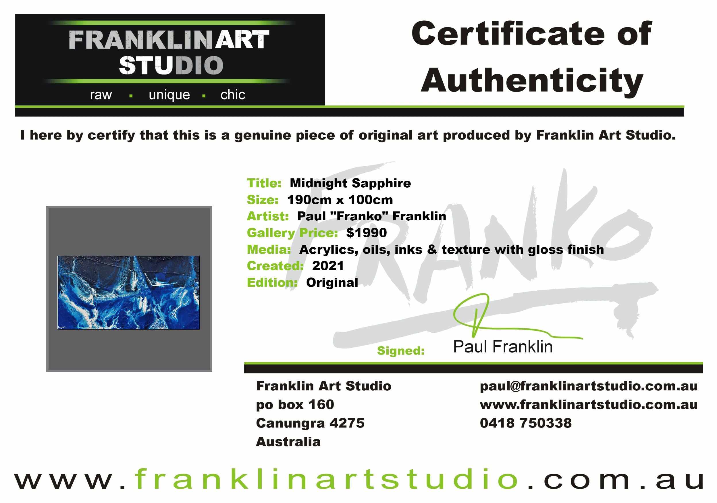 Midnight Sapphire 190cm x 100cm Blue White Textured Abstract Painting (SOLD)-Abstract-Franko-[franko_art]-[beautiful_Art]-[The_Block]-Franklin Art Studio