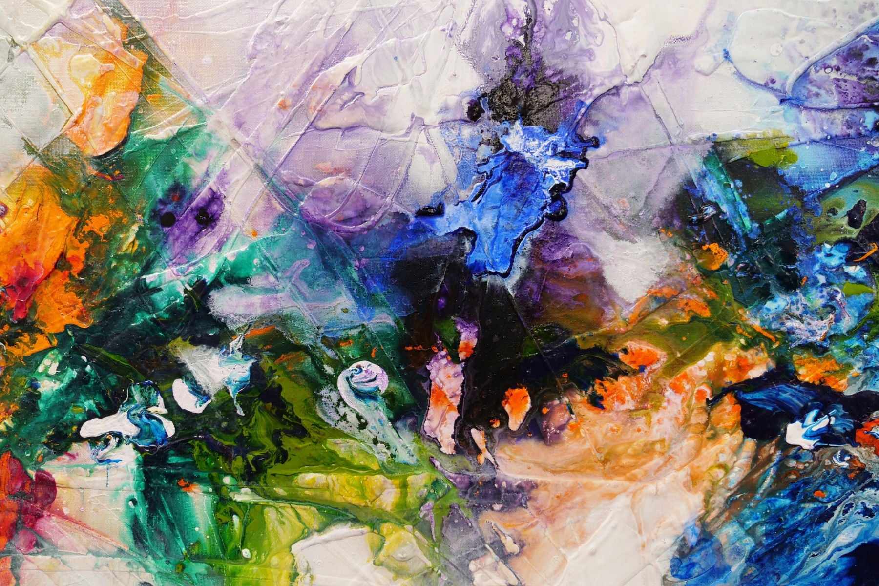 Mini Bouquet 160cm x 60cm Colourful Textured Abstract Painting (SOLD)