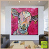 Mini Moo Moo Bobby 120cm x 120cm Pink Cow Painting (SOLD)-abstract realism-Franko-[Franko]-[huge_art]-[Australia]-Franklin Art Studio