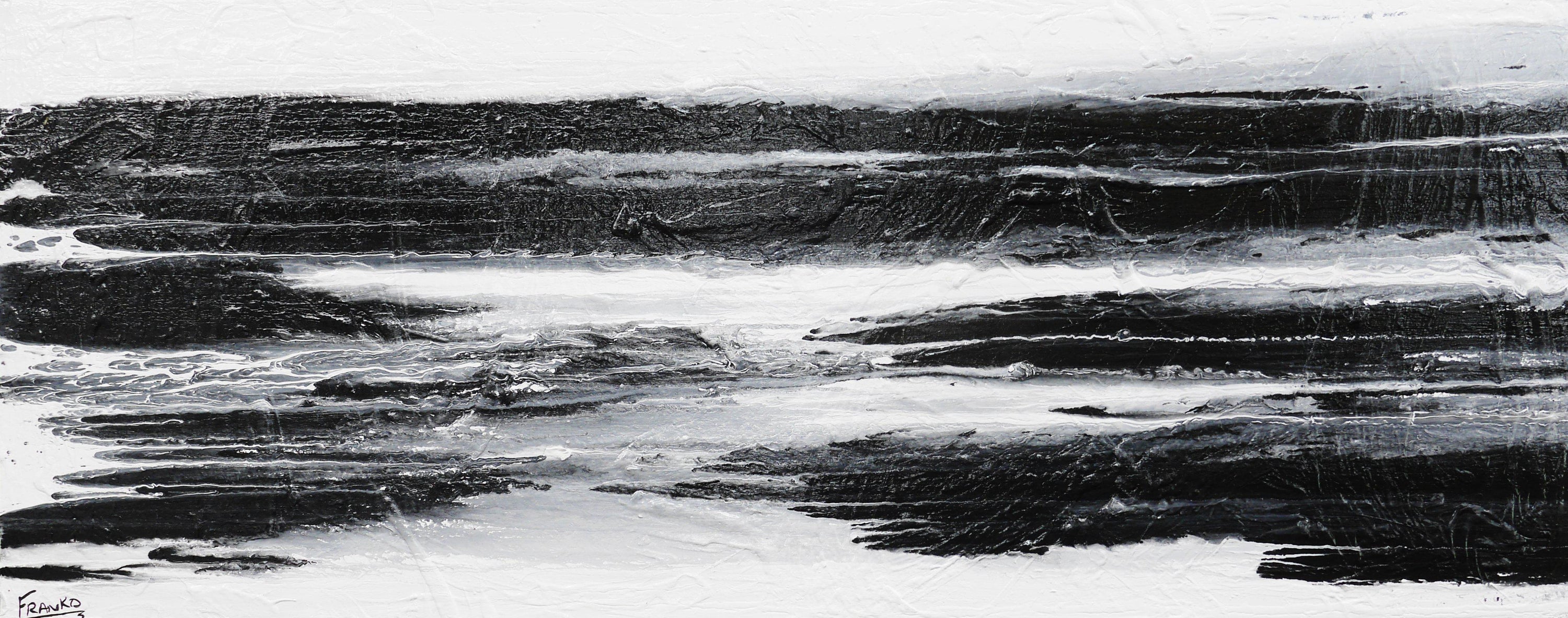 Minimal Horizon 200cm x 80cm Huge White Black Abstract Painting (SOLD)-Abstract-Franko-[franko_art]-[beautiful_Art]-[The_Block]-Franklin Art Studio