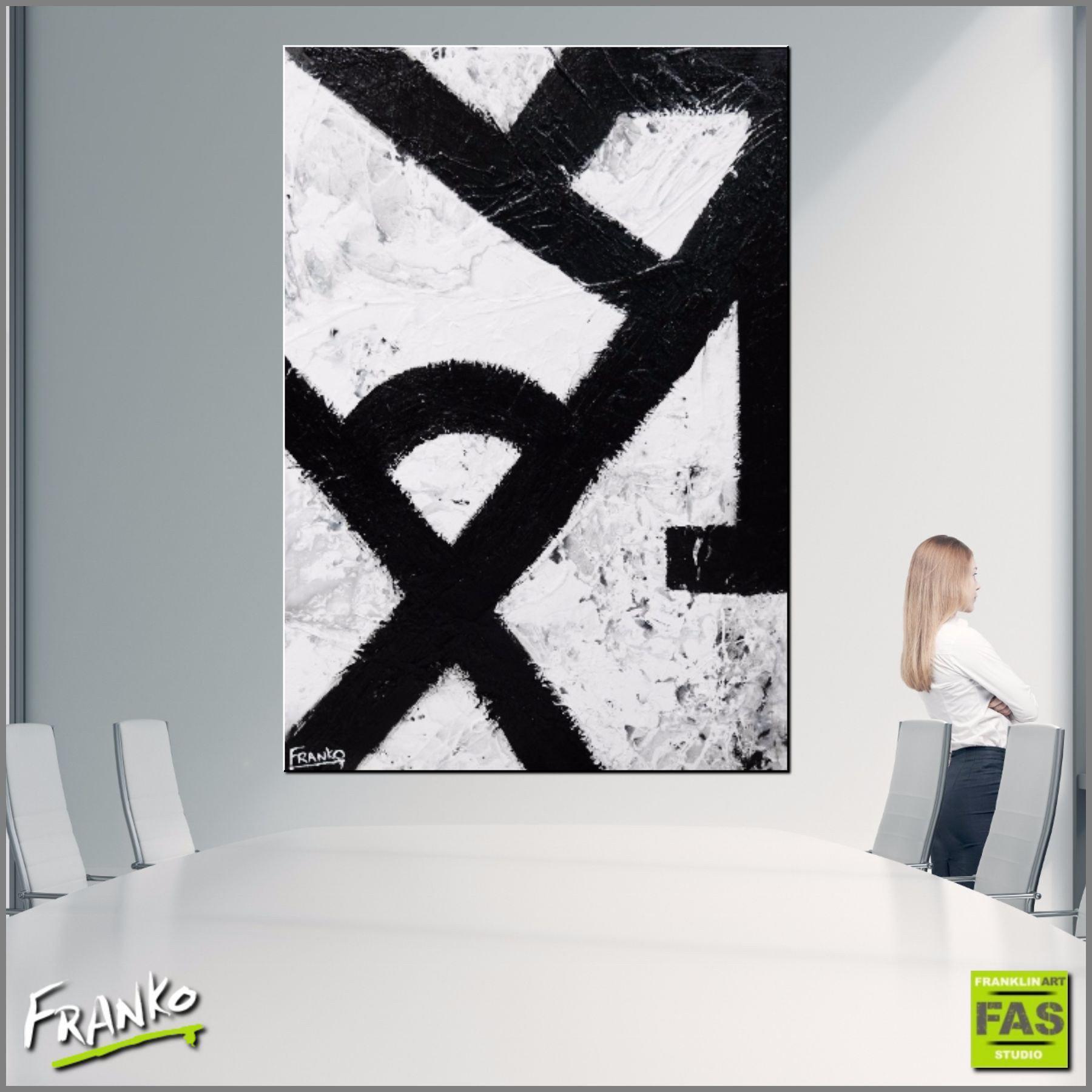 Minimal Rush 140cm x 100cm Black and white Abstract Painting (SOLD)-abstract-Franko-[Franko]-[huge_art]-[Australia]-Franklin Art Studio