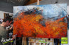 Mirage 160cm x 100cm Orange Blue Textured Abstract Painting-Abstract-Franko-[franko_artist]-[Art]-[interior_design]-Franklin Art Studio