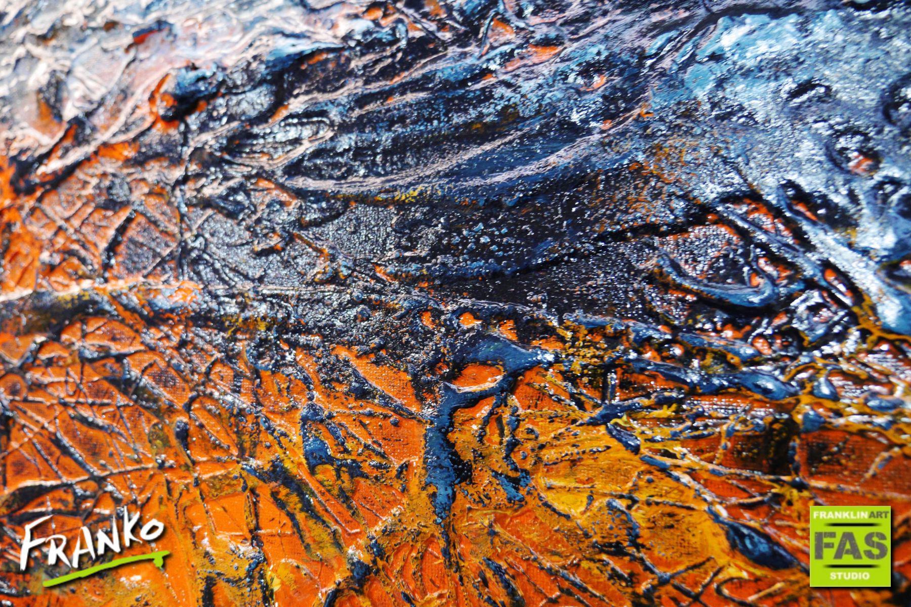 Mirage 160cm x 100cm Orange Blue Textured Abstract Painting