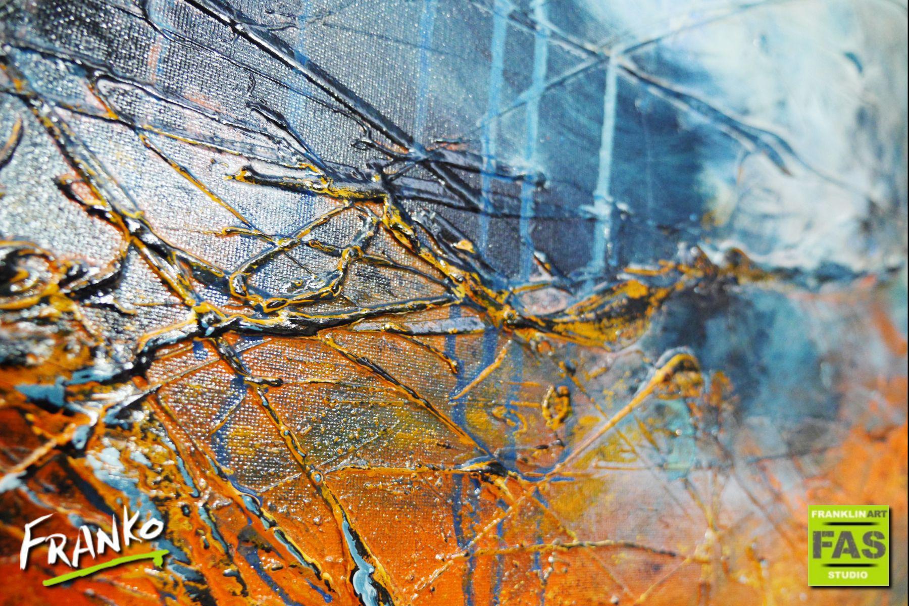 Mirage 160cm x 100cm Orange Blue Textured Abstract Painting-Abstract-[Franko]-[Artist]-[Australia]-[Painting]-Franklin Art Studio