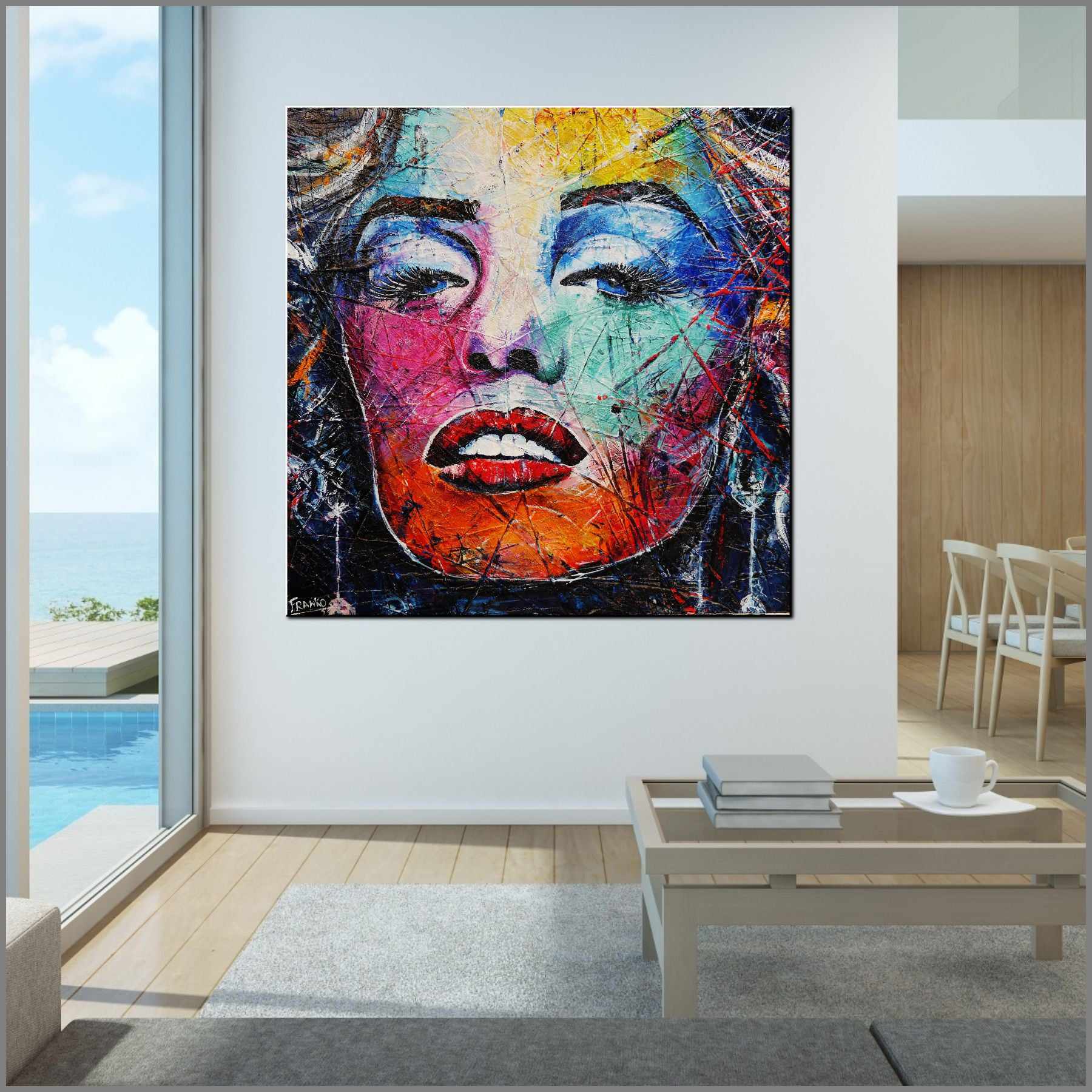 Miss M (M is for Marvelous) 120cm x 120cm Marilyn Monroe Abstract Realism Urban Pop Texture Painting (SOLD)-abstract realism-Franko-[Franko]-[huge_art]-[Australia]-Franklin Art Studio