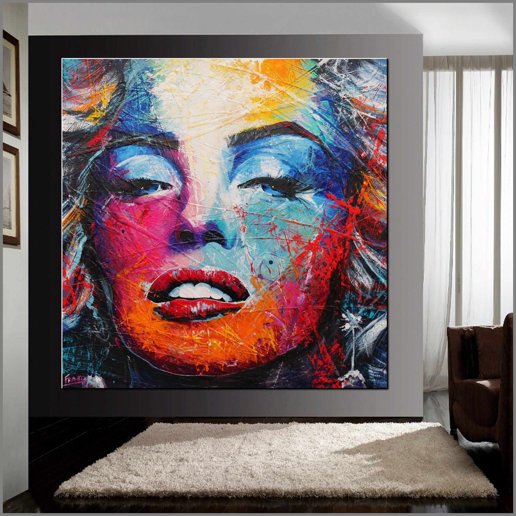 Miss M. 170cm x 170cm Marilyn Monroe Abstract Realism Textured Painting (SOLD)-people-Franko-[Franko]-[huge_art]-[Australia]-Franklin Art Studio