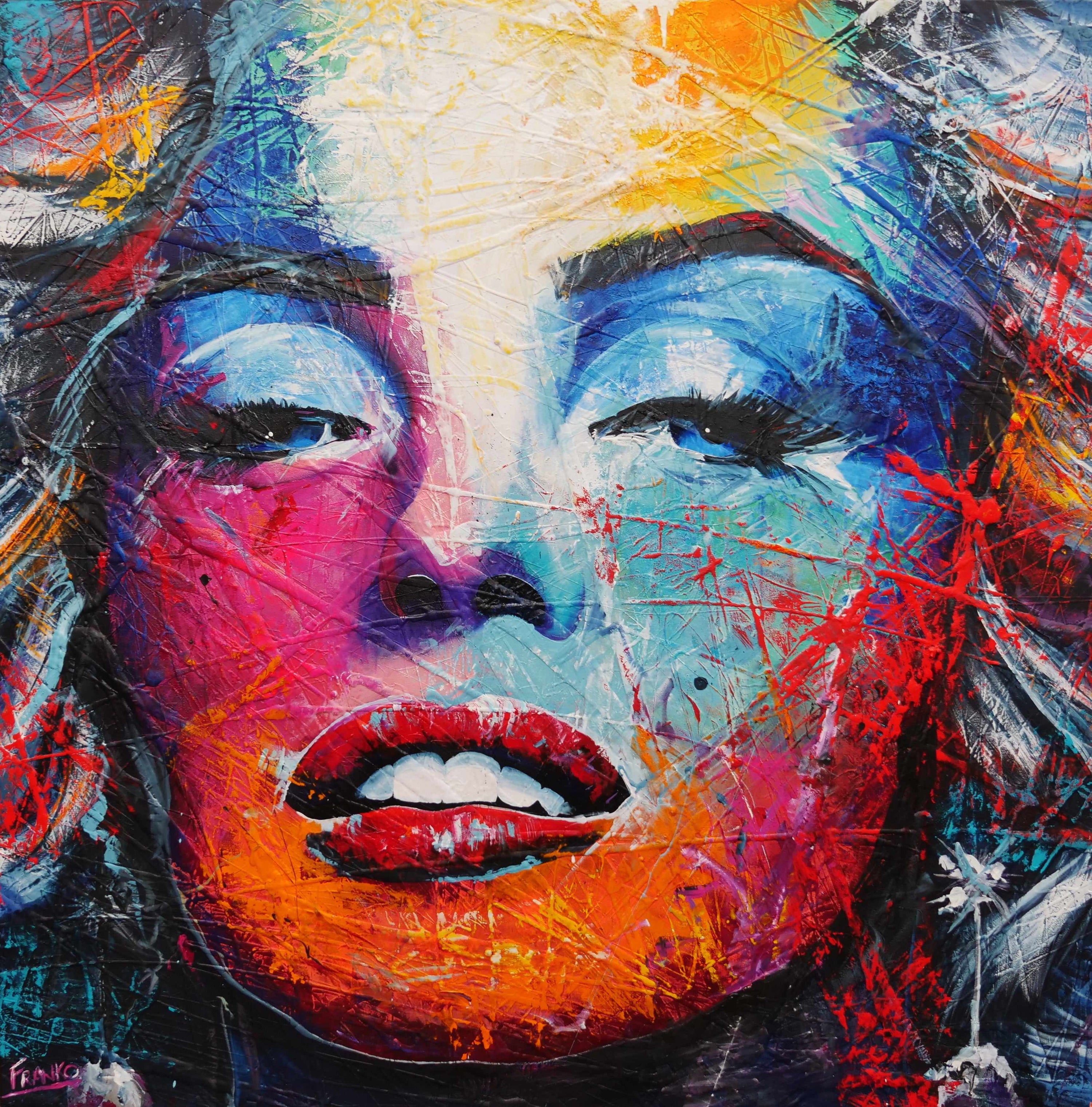 Miss M. 170cm x 170cm Marilyn Monroe Abstract Realism Textured Painting (SOLD)-people-Franko-[Franko]-[Australia_Art]-[Art_Lovers_Australia]-Franklin Art Studio