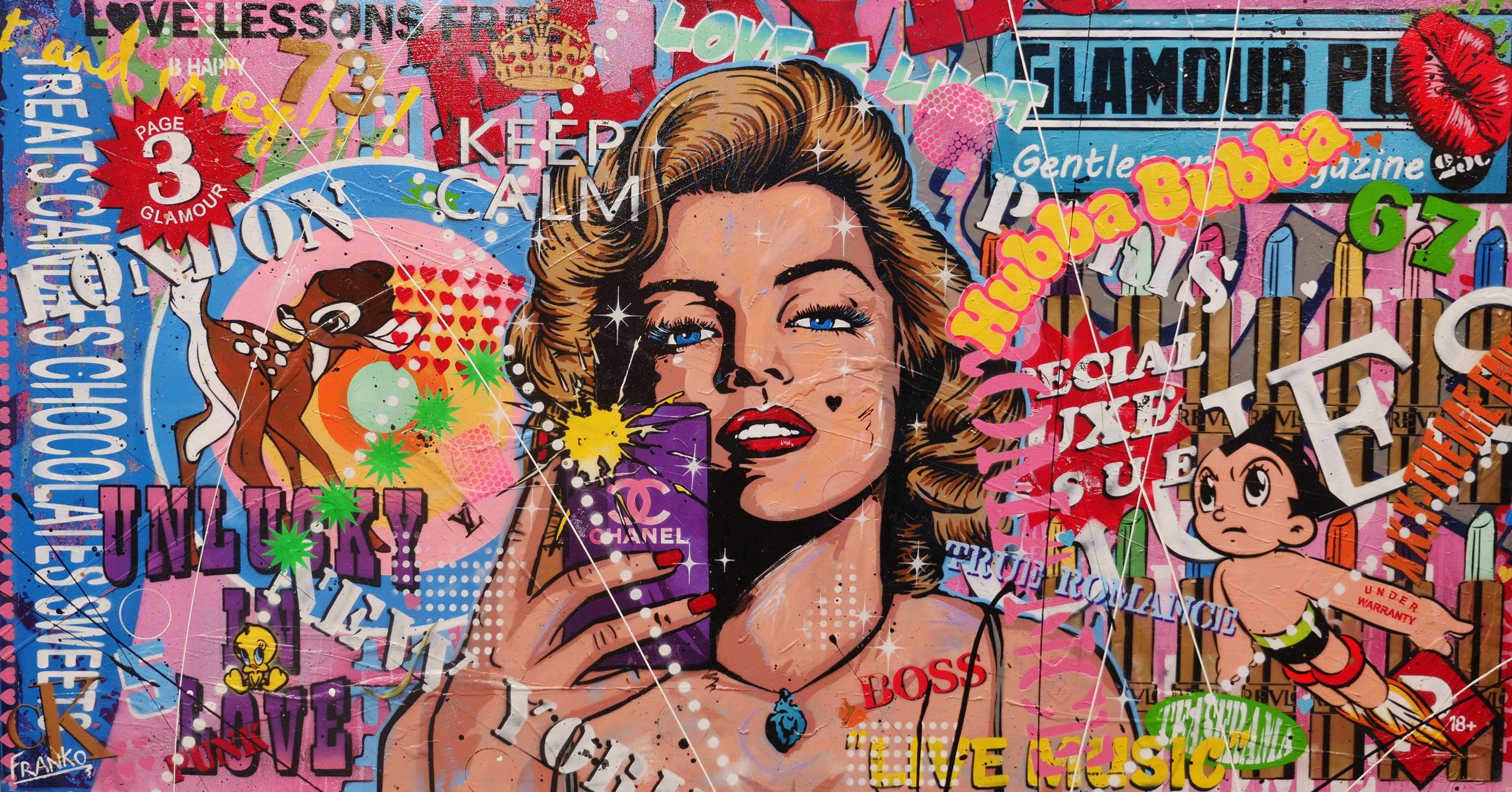 Miss Marvelous 190cm x 100cm Marilyn Monroe Textured Urban Pop Art Painting (SOLD)-Urban Pop Art-Franko-[Franko]-[Australia_Art]-[Art_Lovers_Australia]-Franklin Art Studio