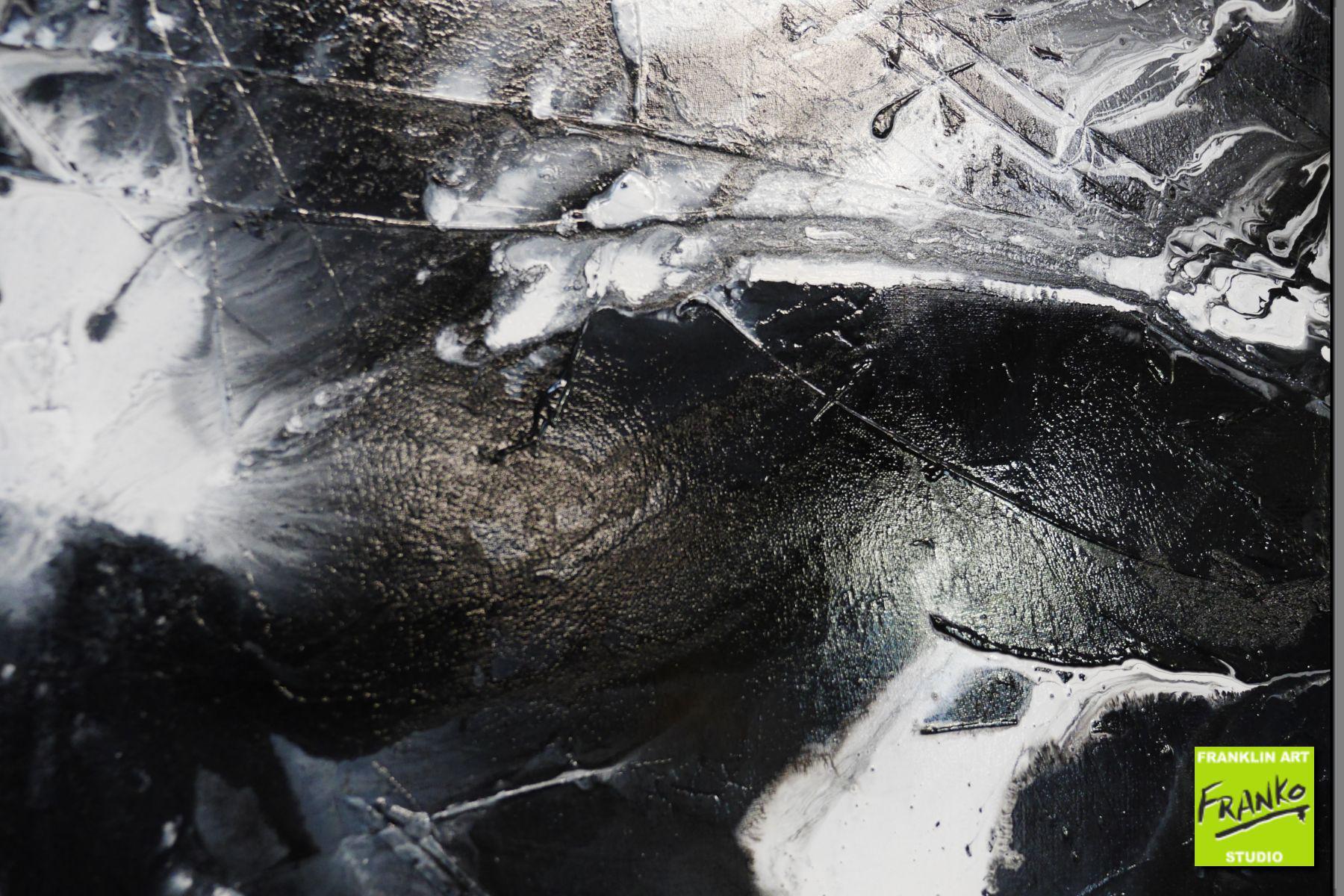 Misty 240cm x 120cm White Black Textured Abstract Painting (SOLD)