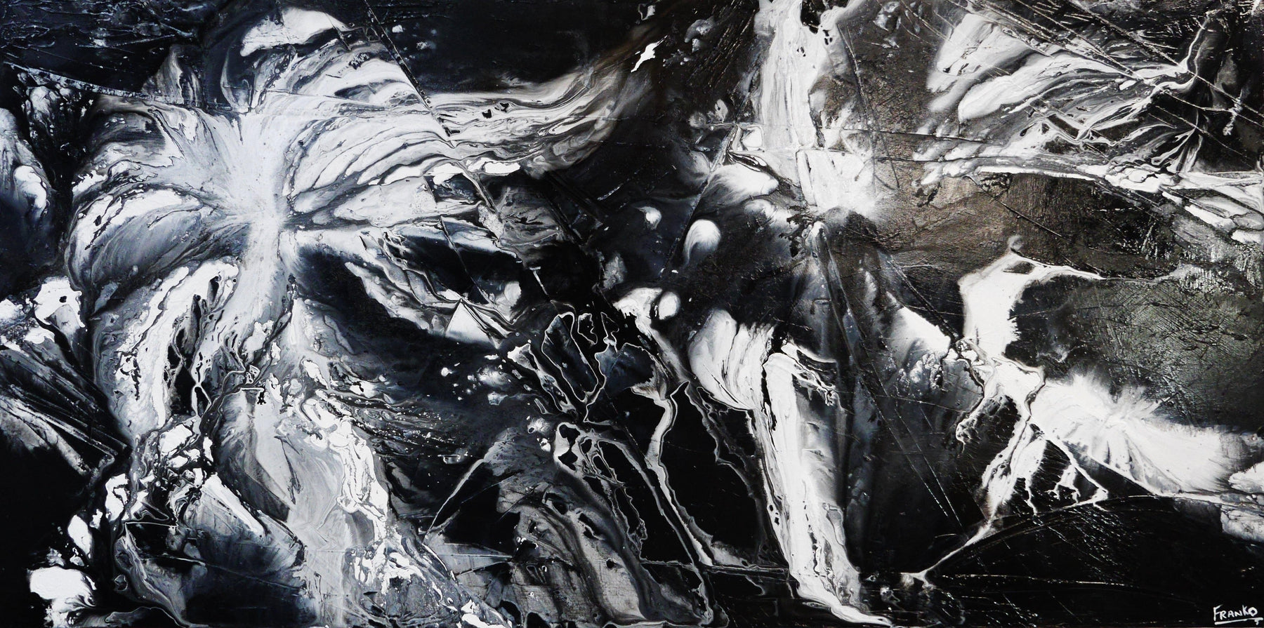 Misty 240cm x 120cm White Black Textured Abstract Painting (SOLD)-Abstract-[Franko ]-[Gallery]-[popular]-[Australia]-Franklin Art Studio