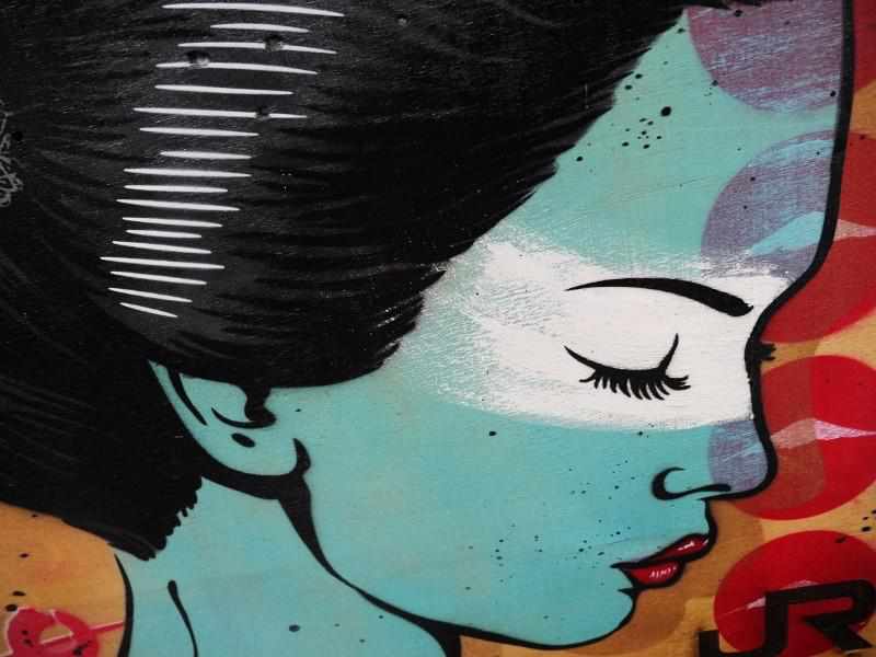 Modern Geisha 73cm x 103cm Geisha Recycled Palette with Laser Embossing (SO COOL!!) Pop Art Painting-Franko Artist-Franklin Art Studio